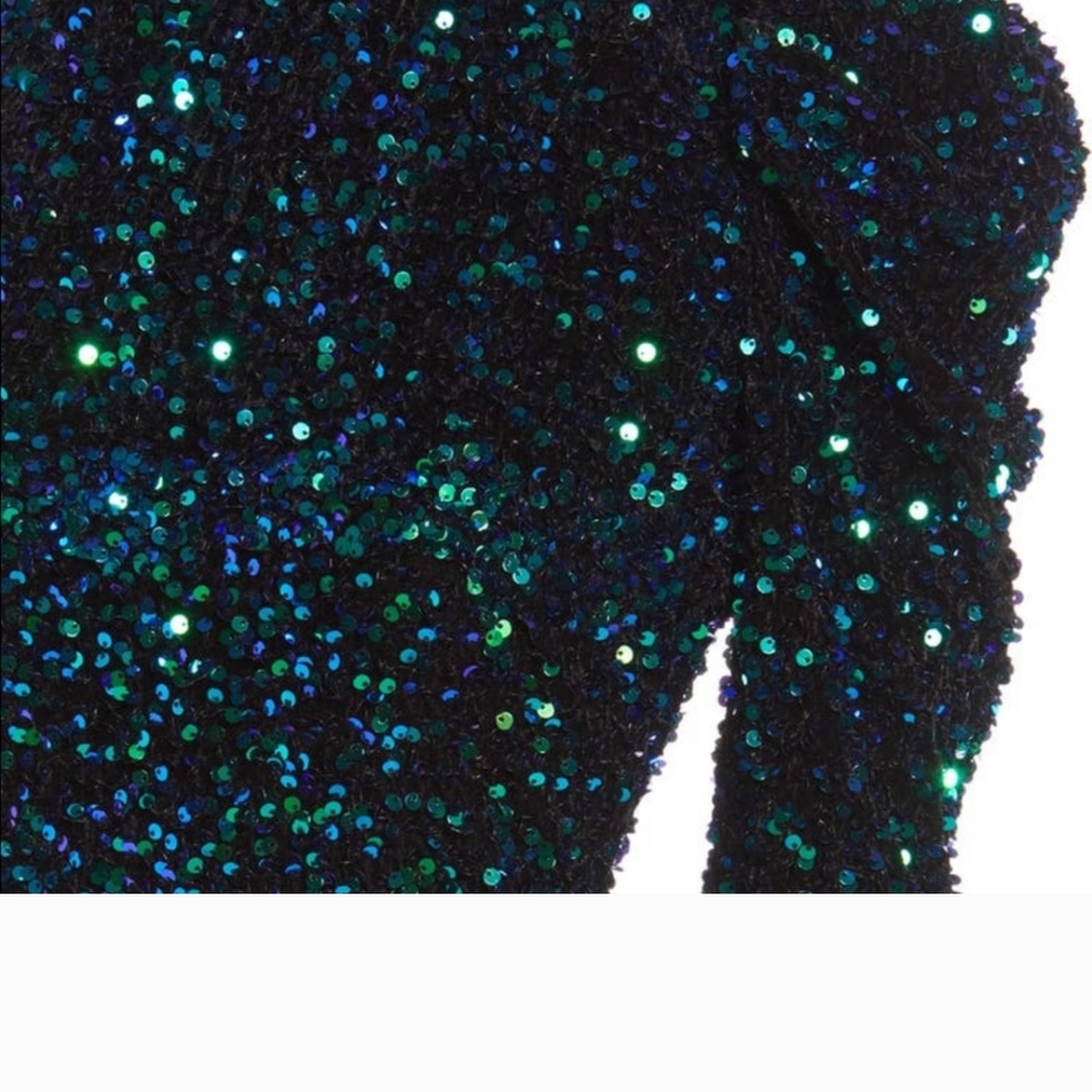 Adelyn Rae Sequin Long Sleeve Dress - Emerald and Midnight - Picture 4 of 4